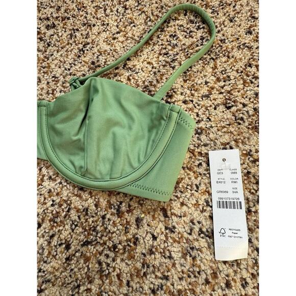 J. Crew Balconette Underwire Bikini‎ Top 34A Rustic Willow Green NEW - Picture 4 of 6